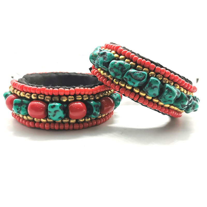 Ethnic Fashion Com - Tibetaanse handgemaakte armbanden met gesimuleerde turquoise