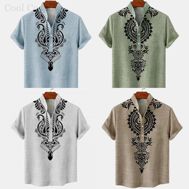 Ethnic Fashion For Men - Mannelijke retro tops Henley-shirt Heren 3D-printen