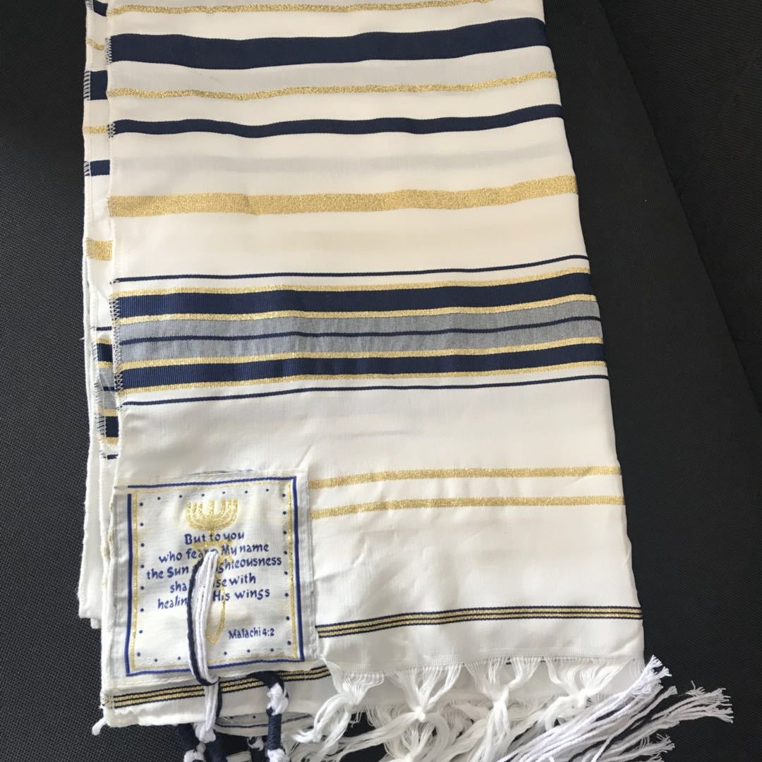 Ethnic Fashion For Men - Joodse Tallit Israëlische Gebedssjaal Blauw Zilver