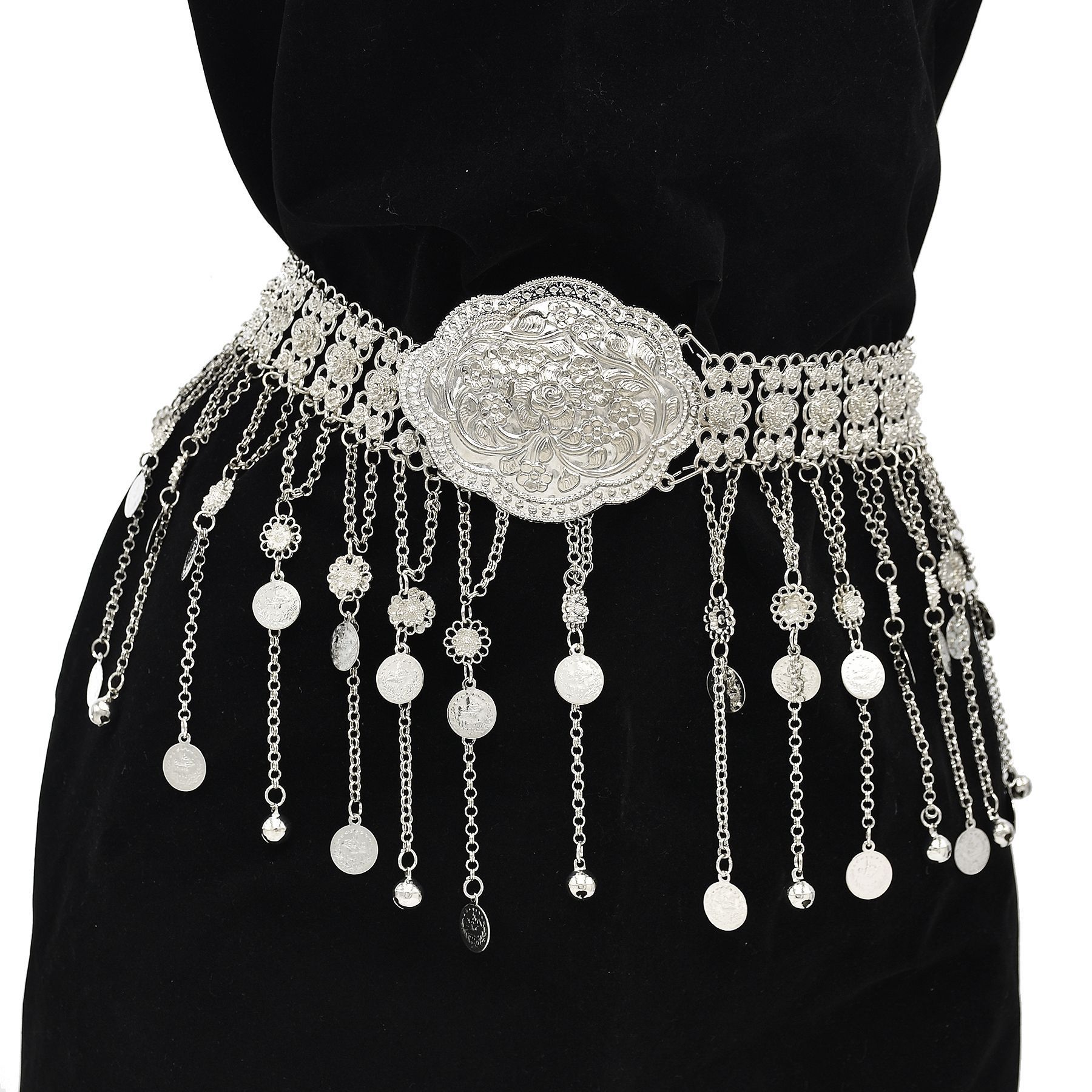 Ethnic Fashion Co In - Verzilverde Marokkaanse Caftan riem met geometrische