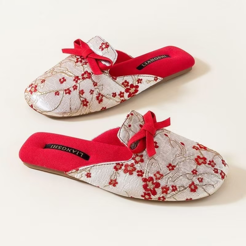 Ethnic Style - Baotou-huispantoffels met zijden print voor dames,