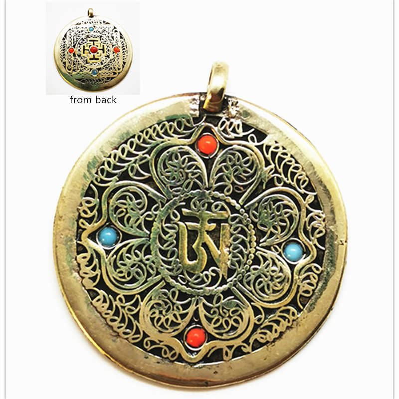 Ethnic Fashion Com - Tibetaanse OM Mantras Amulet Koperen Ronde