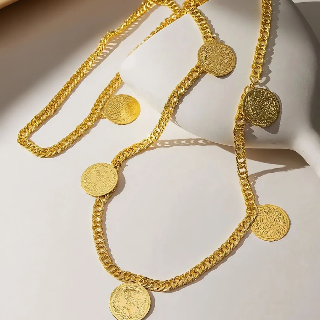 Ethnic Fashion Co In - Vergulde lange ketting Turkse munt ketting
