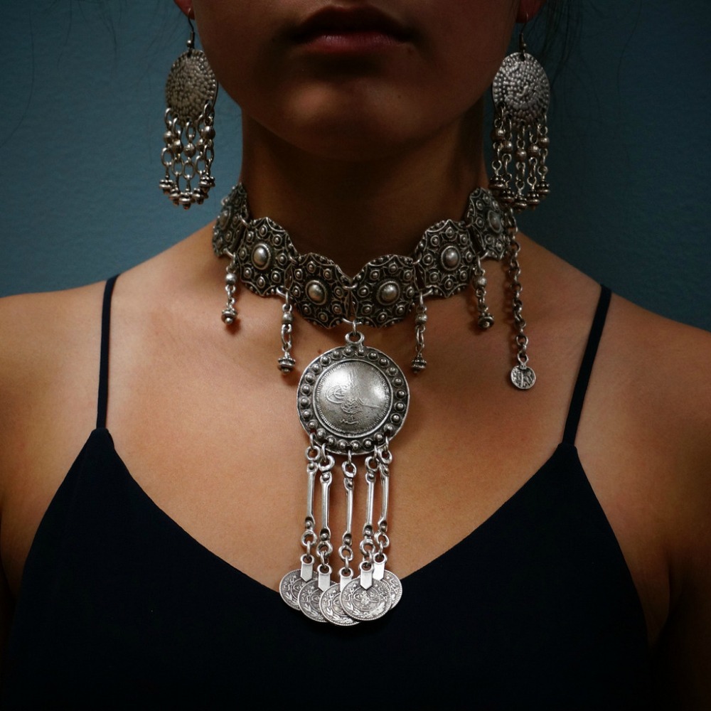 Ethnic Fashion Co In - Etnische Gypsy Vintage Metalen Munt Kwastje