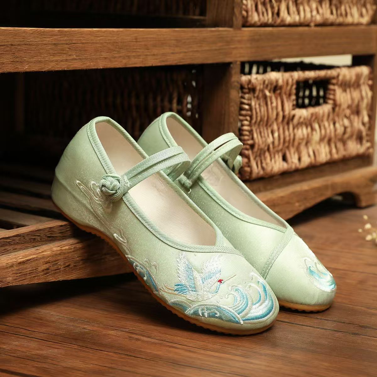 Ethnic Fabric - Vrouwen platte zool zijden geborduurde schoenen