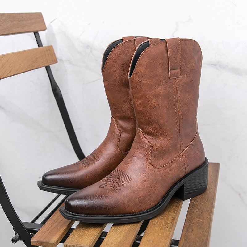 Ethnic Fashion For Men - Mannen Laarzen Klassieke Borduren Western Cowboy