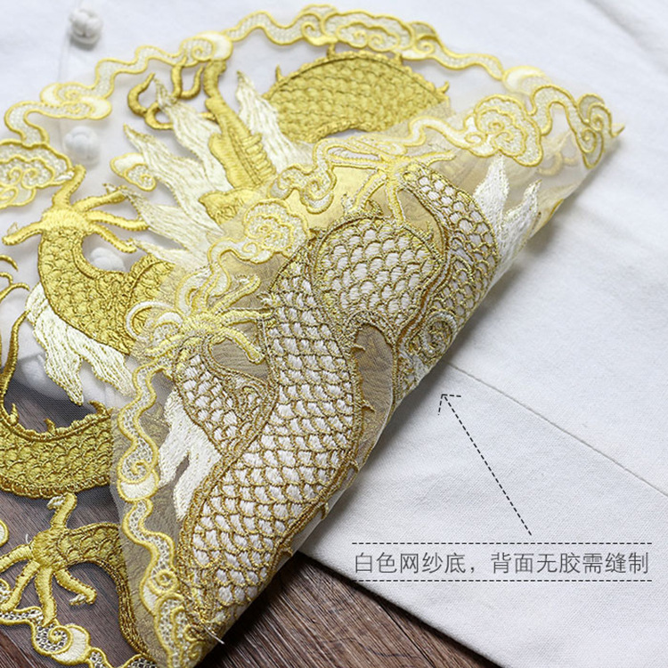 Gouden draad draken ronde stof - Ethnic Fashion For Men recensie en prijs