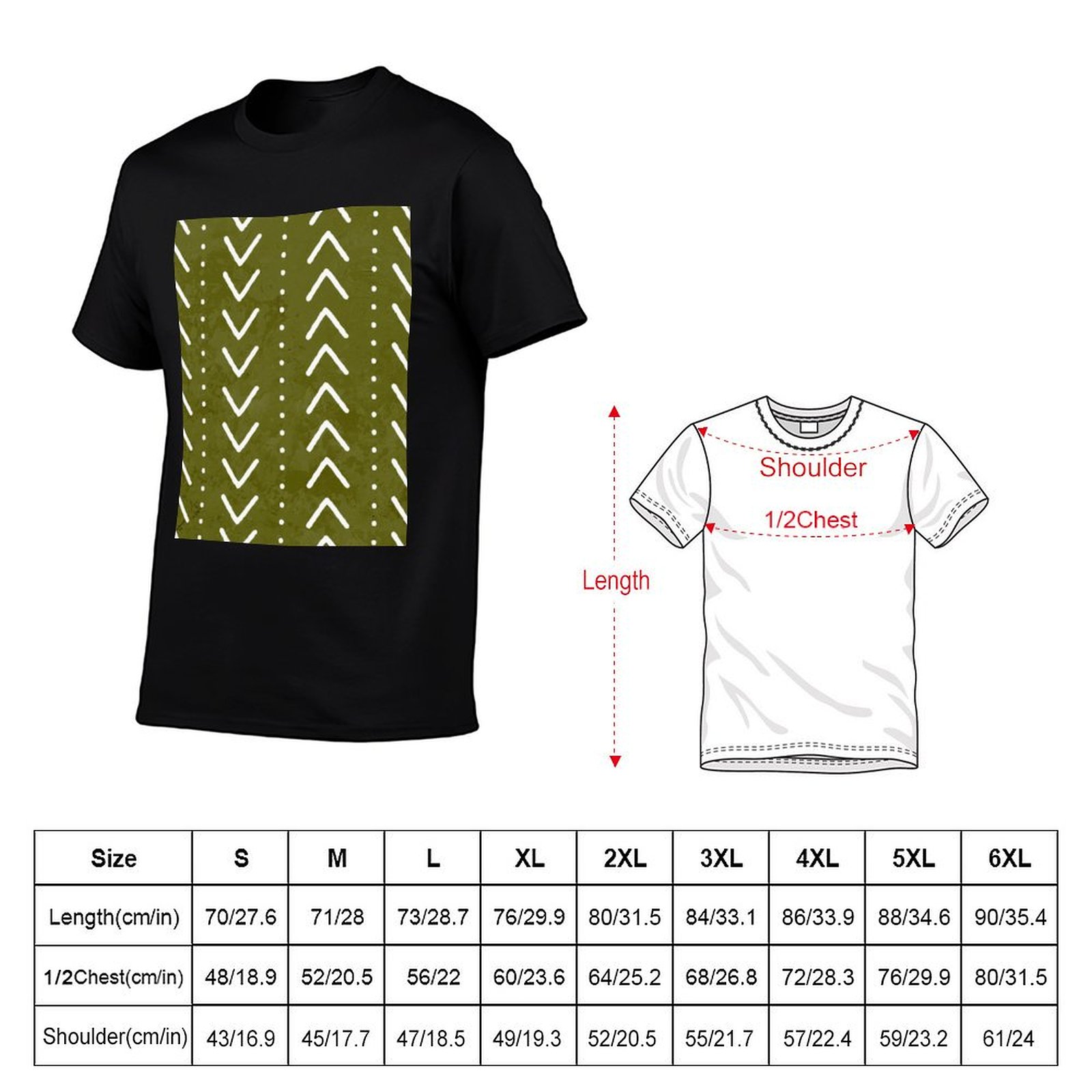 Olijfgroen T-shirt met modderd - Mudcloth Print Top recensie en prijs