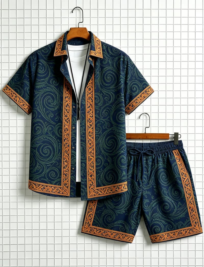 Herenset met etnische print, k - Ethnic Style recensie en prijs